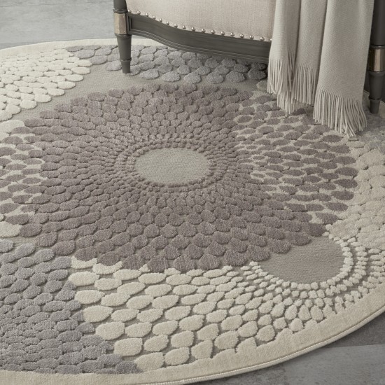 Nourison Graphic Illusions GIL04 Area Rug, Grey, 5'3" x Round