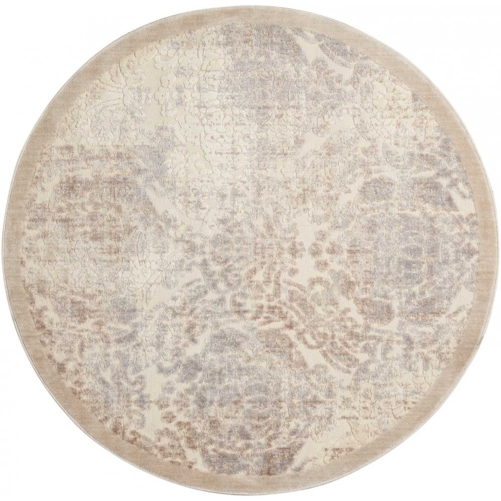 Nourison Graphic Illusions GIL09 Area Rug, Ivory, 5'3" x Round