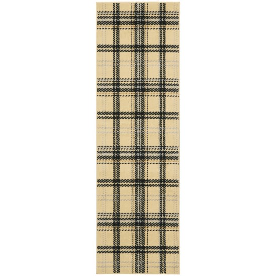 Nourison Grafix GRF03 Runner Rug, Cream/Black, 2'3" x 7'6"