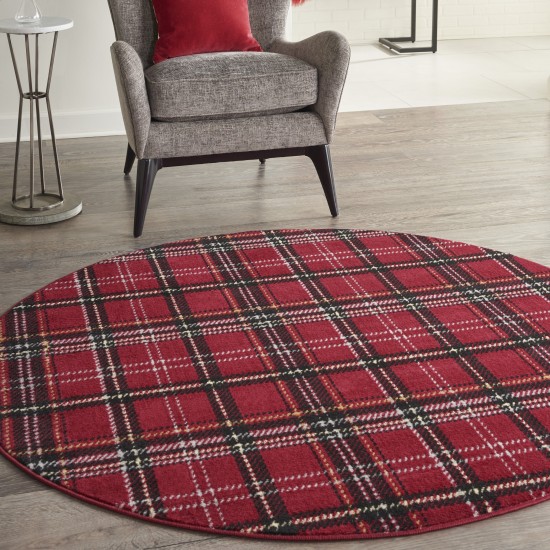 Nourison Grafix GRF03 Area Rug, Red, 5'3" x Round