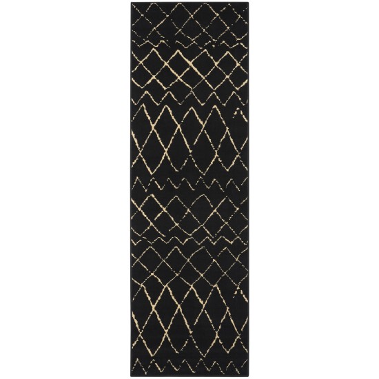 Nourison Grafix GRF04 Runner Rug, Black, 2'3" x 7'6"