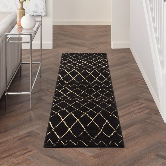 Nourison Grafix GRF04 Runner Rug, Black, 2'3" x 7'6"