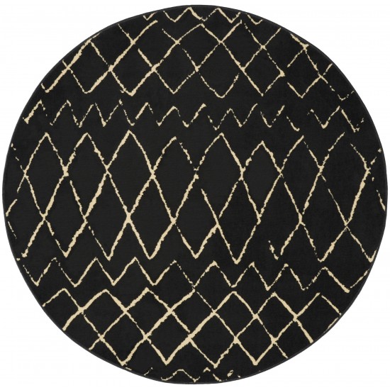 Nourison Grafix GRF04 Area Rug, Black, 5'3" x Round