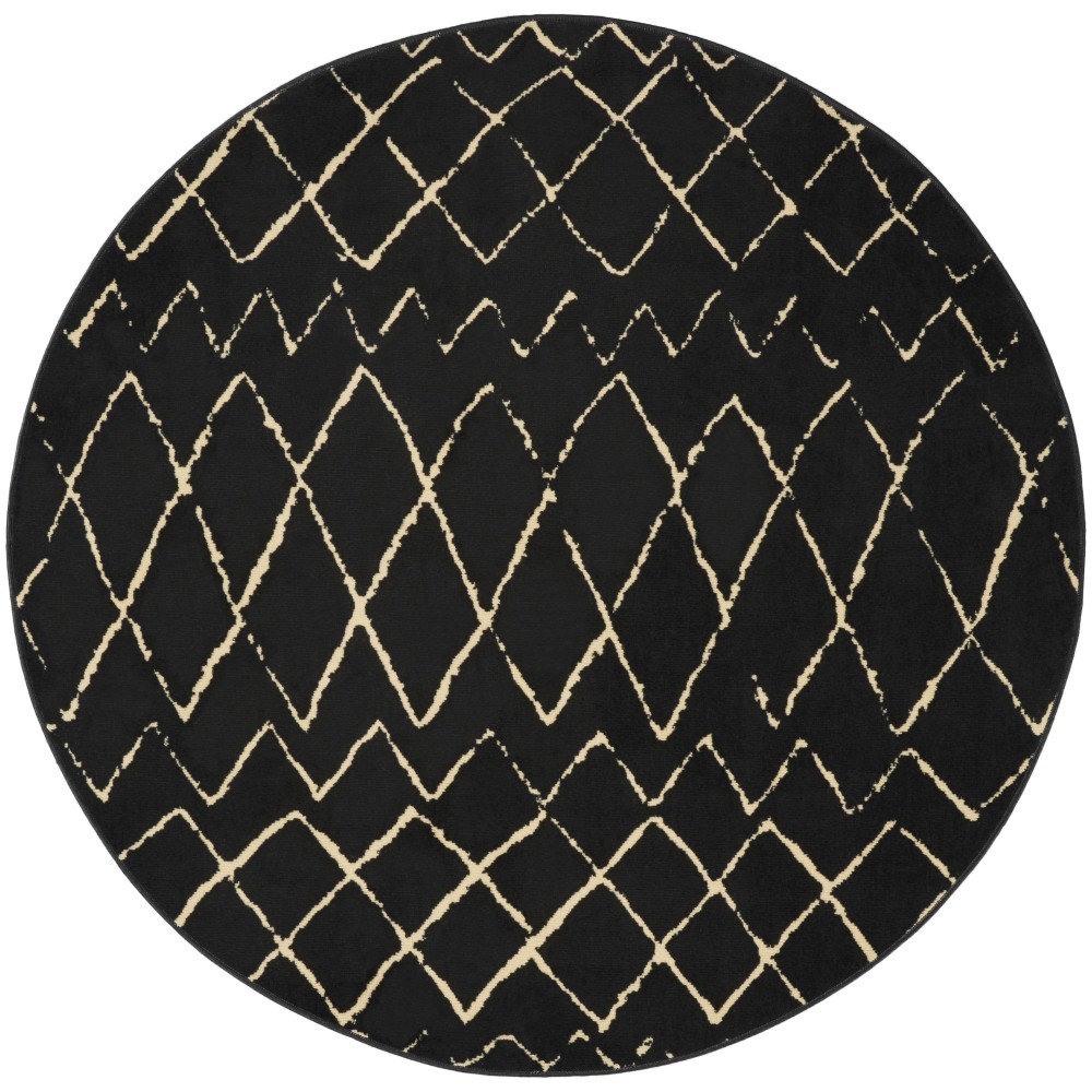 Nourison Grafix GRF04 Area Rug, Black, 5'3" x Round Nourison Grafix GRF04 Area Rug, Black, 5'3" x Round