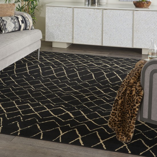 Nourison Grafix GRF04 Area Rug, Black, 6' x 9'