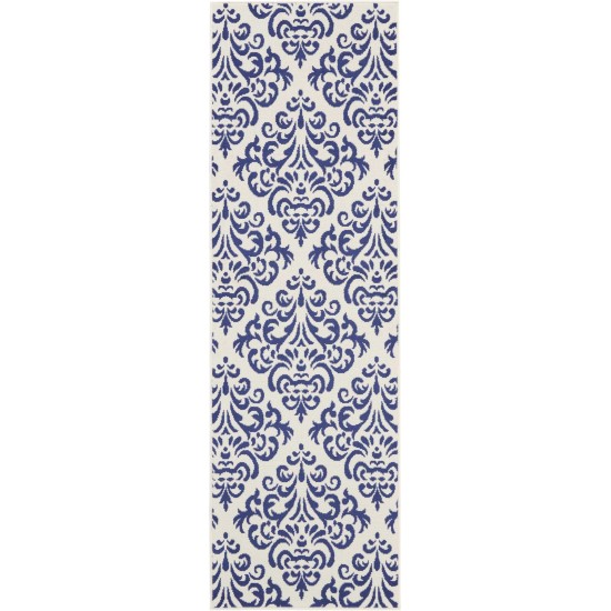 Nourison Grafix GRF06 Runner Rug, White/Blue, 2'3" x 7'6"