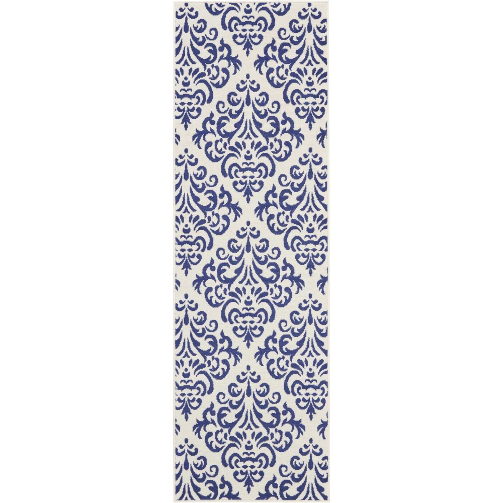 Nourison Grafix GRF06 Runner Rug, White/Blue, 2'3" x 7'6"