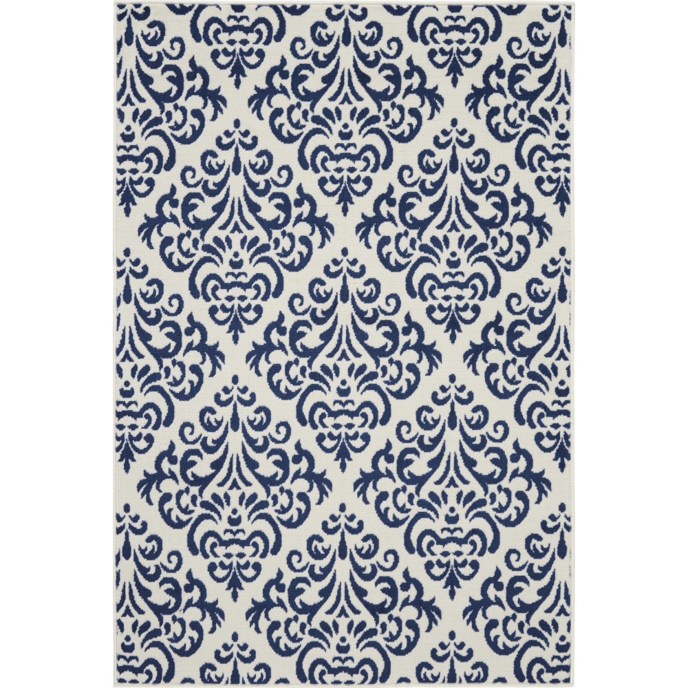 Nourison Grafix GRF06 Area Rug, White/Blue, 3'9" x 5'9"