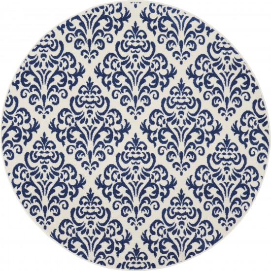 Nourison Grafix GRF06 Area Rug, White/Blue, 5'3" x Round