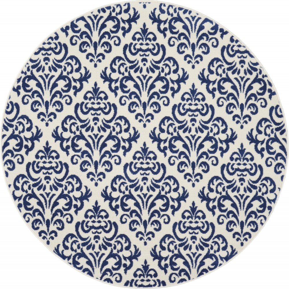Nourison Grafix GRF06 Area Rug, White/Blue, 5'3" x Round Nourison Grafix GRF06 Area Rug, White/Blue, 5'3" x Round