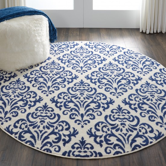 Nourison Grafix GRF06 Area Rug, White/Blue, 5'3" x Round