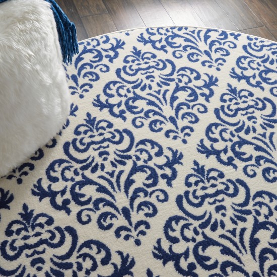 Nourison Grafix GRF06 Area Rug, White/Blue, 5'3" x Round