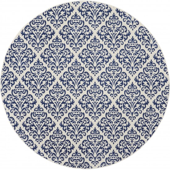 Nourison Grafix GRF06 Area Rug, White/Blue, 8' x Round