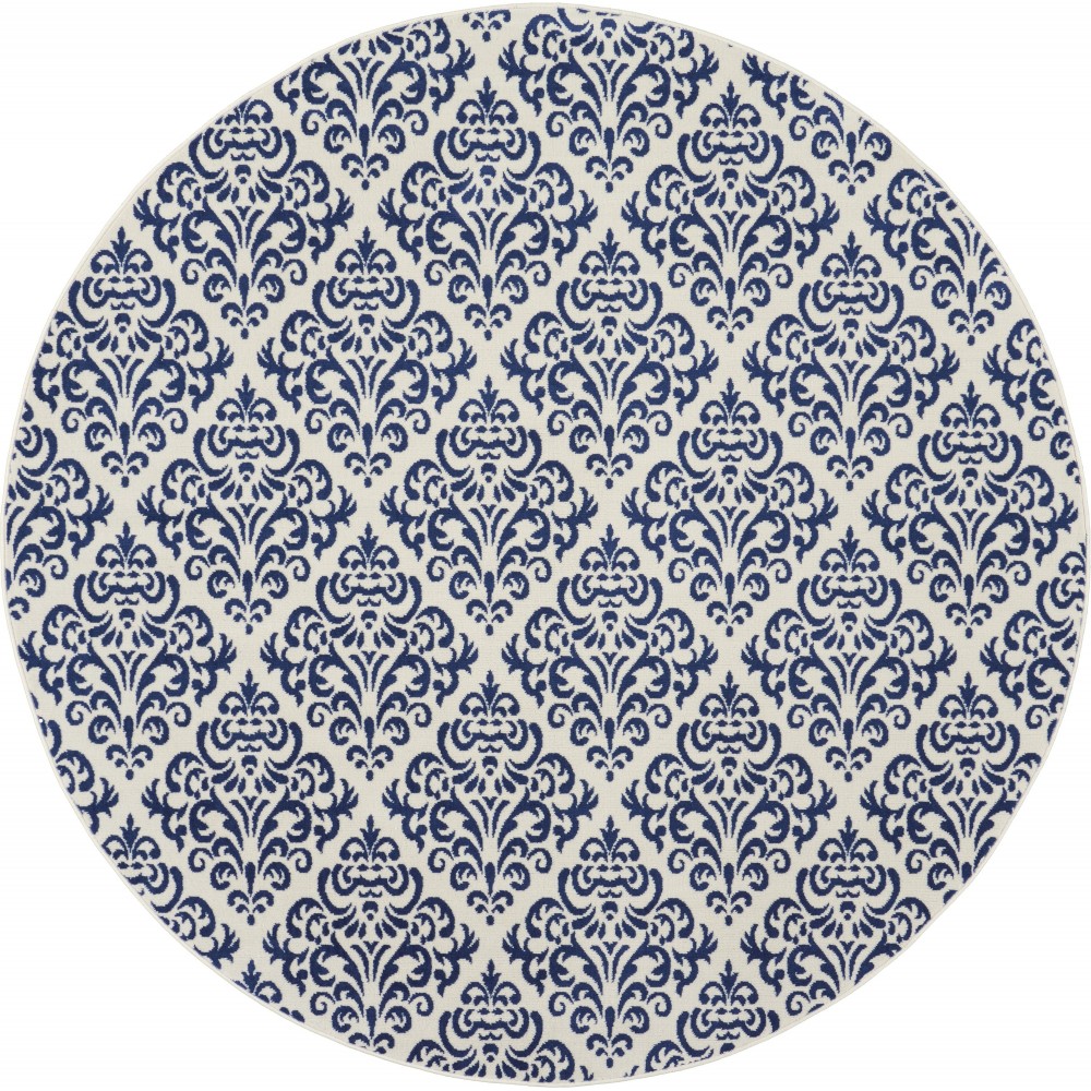 Nourison Grafix GRF06 Area Rug, White/Blue, 8' x Round