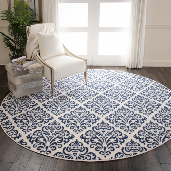 Nourison Grafix GRF06 Area Rug, White/Blue, 8' x Round