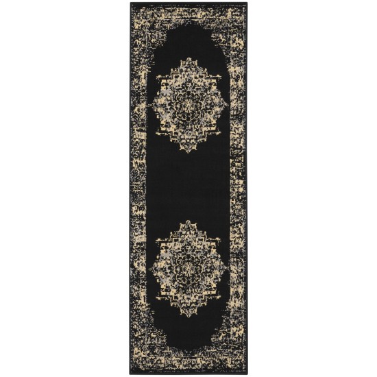 Nourison Grafix GRF14 Runner Rug, Black, 2'3" x 7'6"