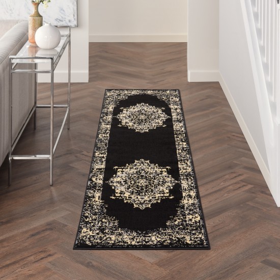 Nourison Grafix GRF14 Runner Rug, Black, 2'3" x 7'6"