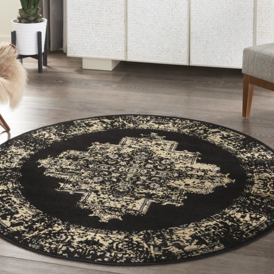 Nourison Grafix GRF14 Area Rug, Black, 5'3" x Round