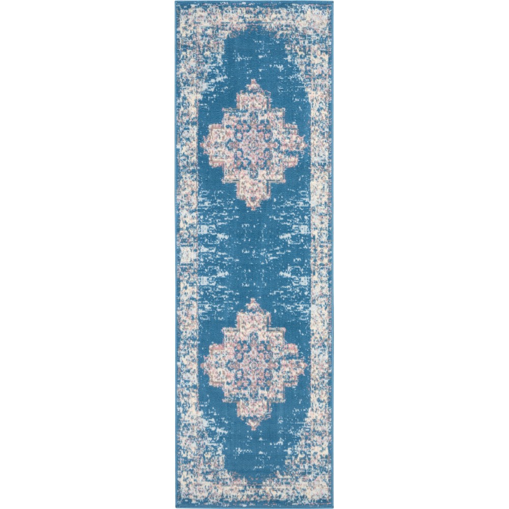 Nourison Grafix GRF14 Runner Rug, Blue, 2'2" x 7'6"