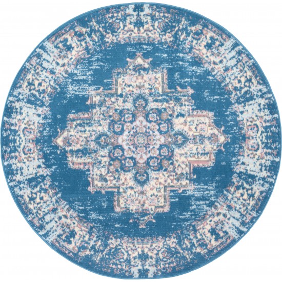 Nourison Grafix GRF14 Area Rug, Blue, 5'3" x Round