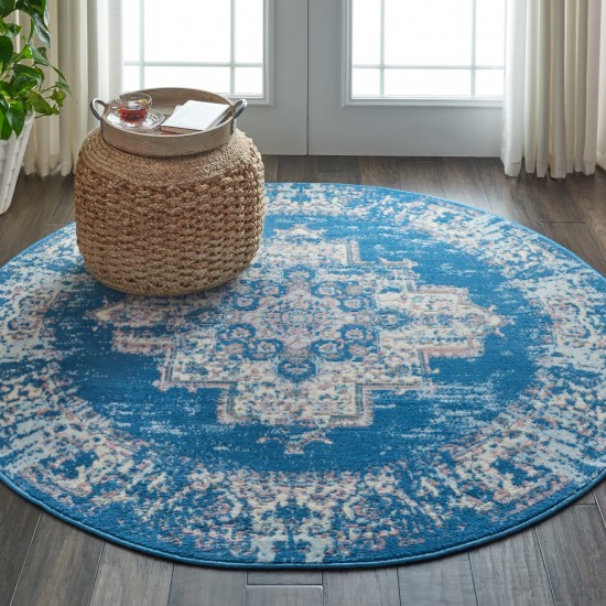 Nourison Grafix GRF14 Area Rug, Blue, 5'3" x Round