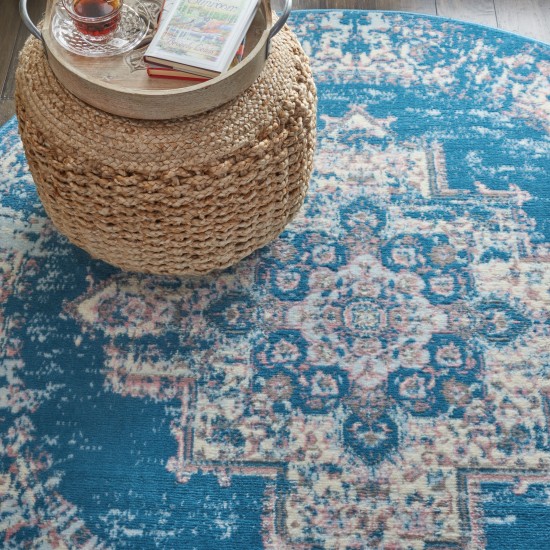 Nourison Grafix GRF14 Area Rug, Blue, 5'3" x Round