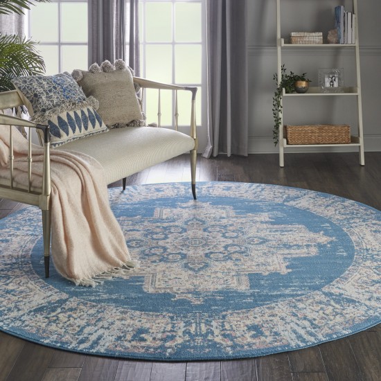 Nourison Grafix GRF14 Area Rug, Blue, 8' x Round