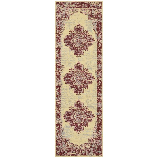 Nourison Grafix GRF14 Runner Rug, Cream/Red, 2'3" x 7'6"