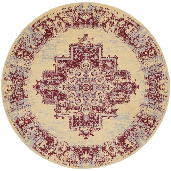 Nourison Grafix GRF14 Area Rug, Cream/Red, 5'3" x Round