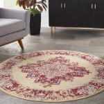 Nourison Grafix GRF14 Area Rug, Cream/Red, 5'3" x Round