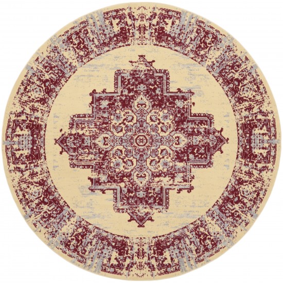 Nourison Grafix GRF14 Area Rug, Cream/Red, 8' x Round