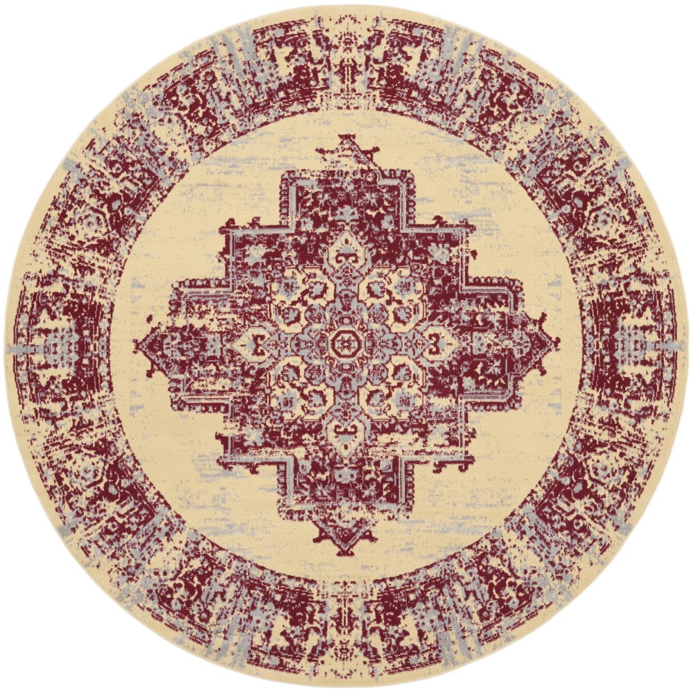 Nourison Grafix GRF14 Area Rug, Cream/Red, 8' x Round