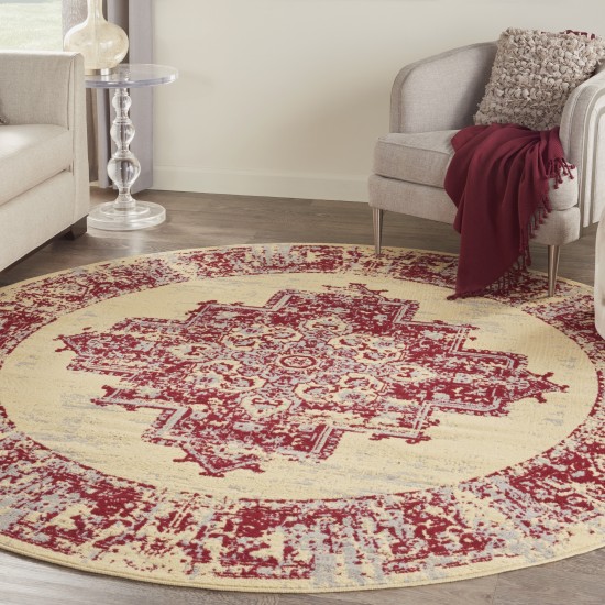 Nourison Grafix GRF14 Area Rug, Cream/Red, 8' x Round