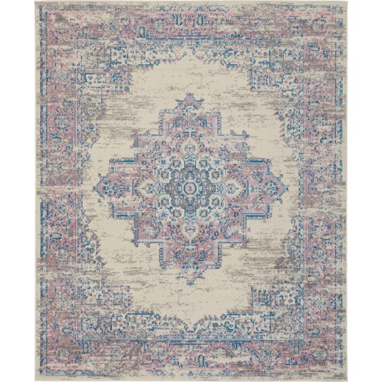 Nourison Grafix GRF14 Area Rug, Ivory/Pink, 7' x 10'