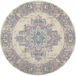 Nourison Grafix GRF14 Area Rug, Ivory/Pink, 8' x Round