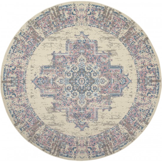 Nourison Grafix GRF14 Area Rug, Ivory/Pink, 8' x Round