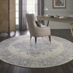 Nourison Grafix GRF14 Area Rug, Ivory/Pink, 8' x Round