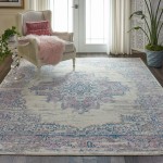 Nourison Grafix GRF14 Area Rug, Ivory/Pink, 8'6" x 12'