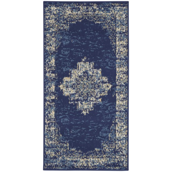 Nourison Grafix GRF14 Area Rug, Navy/Blue, 2' x 4'