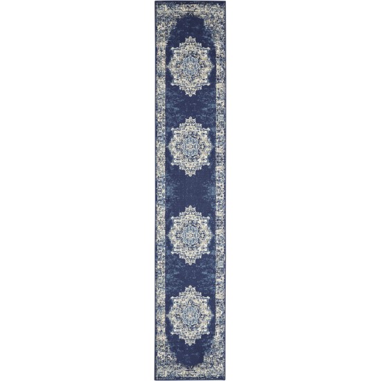 Nourison Grafix GRF14 Runner Rug, Navy/Blue, 2'3" x 10'