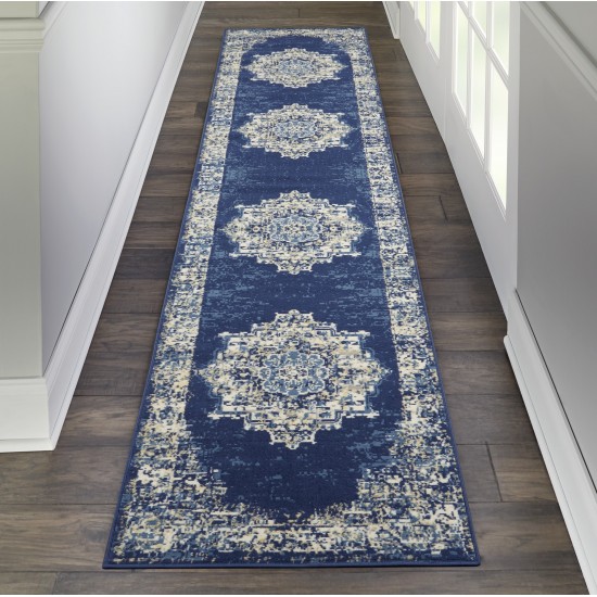 Nourison Grafix GRF14 Runner Rug, Navy/Blue, 2'3" x 10'