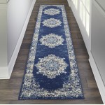 Nourison Grafix GRF14 Runner Rug, Navy/Blue, 2'3" x 12'