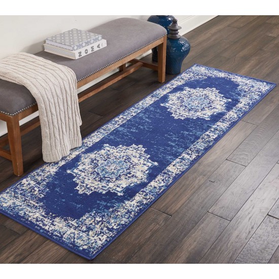 Nourison Grafix GRF14 Runner Rug, Navy/Blue, 2'3" x 7'6"