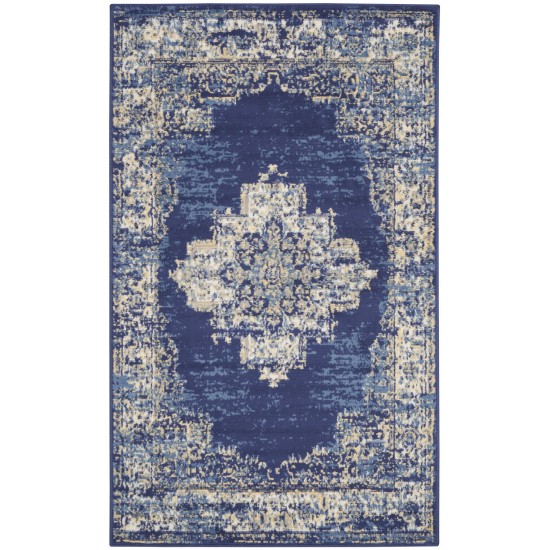 Nourison Grafix GRF14 Area Rug, Navy/Blue, 3' x 5'