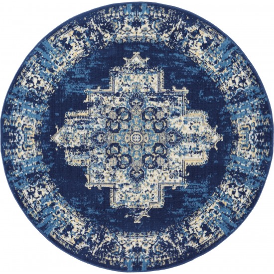 Nourison Grafix GRF14 Area Rug, Navy/Blue, 4' x Round