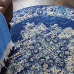 Nourison Grafix GRF14 Area Rug, Navy/Blue, 4' x Round