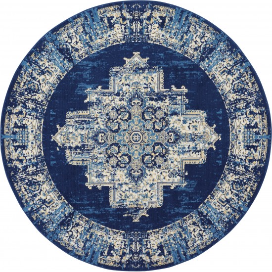 Nourison Grafix GRF14 Area Rug, Navy/Blue, 8' x Round