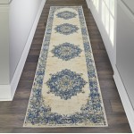 Nourison Grafix GRF14 Runner Rug, White, 2'3" x 12'