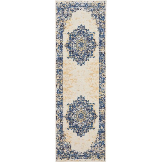 Nourison Grafix GRF14 Runner Rug, White, 2'3" x 7'6"