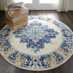 Nourison Grafix GRF14 Area Rug, White, 4' x Round